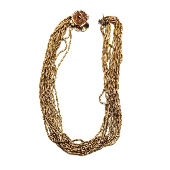 Vintage Multi Strand Chain Necklace With Rose Clasp - VOGUE - Picture 1 of 3